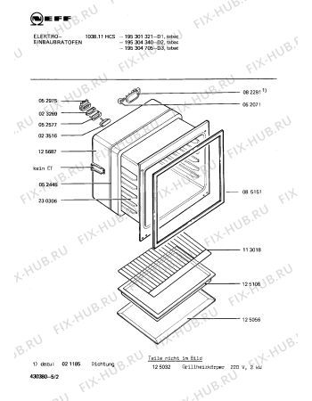 Взрыв-схема плиты (духовки) Neff 195301321 1038.11HCS - Схема узла 02