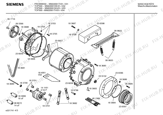 Взрыв-схема стиральной машины Siemens WM22001HK TOP 500 - Схема узла 03