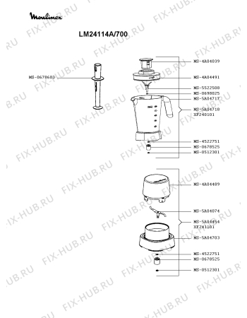 Взрыв-схема блендера (миксера) Moulinex LM24114A/700 - Схема узла YP003142.6P2