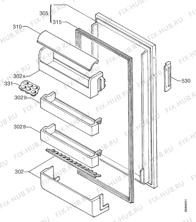 Взрыв-схема холодильника Zanussi ZFC255-1 - Схема узла Door 003
