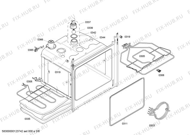 Взрыв-схема плиты (духовки) Bosch HBN330551A - Схема узла 03