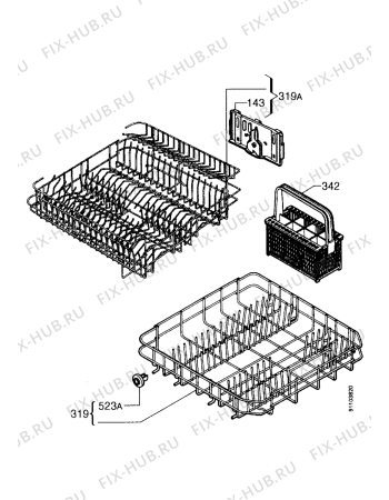 Взрыв-схема посудомоечной машины Zanussi ZTI6865 - Схема узла Baskets, tubes 061