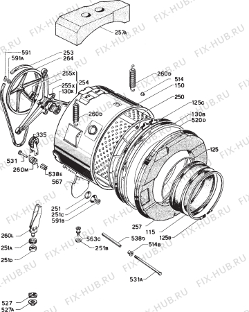 Взрыв-схема стиральной машины Rex RE630BX - Схема узла Functional parts 267