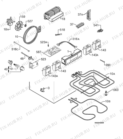 Взрыв-схема плиты (духовки) Zanussi ZOU592X - Схема узла Electrical equipment 268