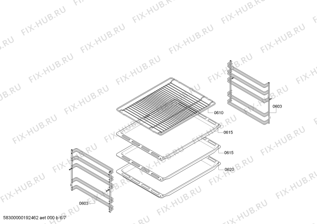 Взрыв-схема плиты (духовки) Bosch HCA628220U - Схема узла 06