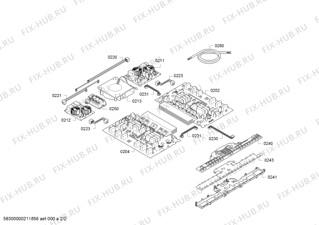 Схема №2 3EB980AU с изображением Стеклокерамика для плиты (духовки) Bosch 00718646