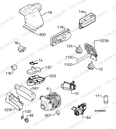 Взрыв-схема посудомоечной машины Privileg 234117_11072 - Схема узла Electrical equipment 268