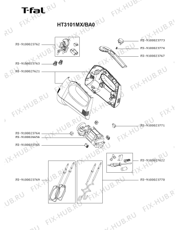 Схема №1 HT3101MX/BA0 с изображением Часть корпуса для электромиксера Seb FS-9100027621