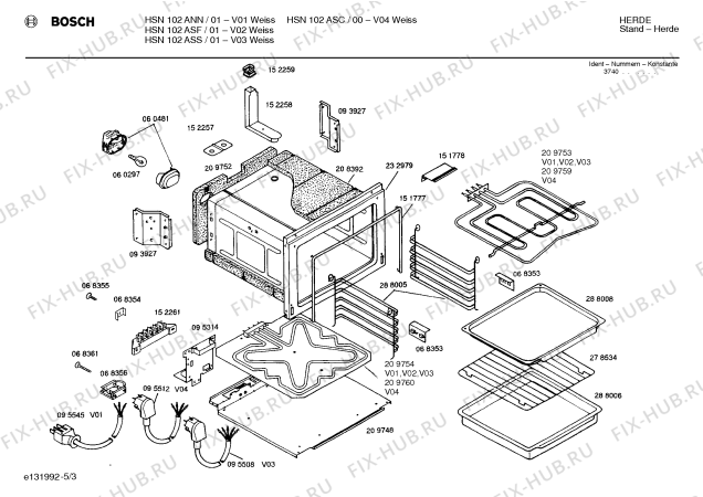 Взрыв-схема плиты (духовки) Bosch HSN102ASF - Схема узла 03