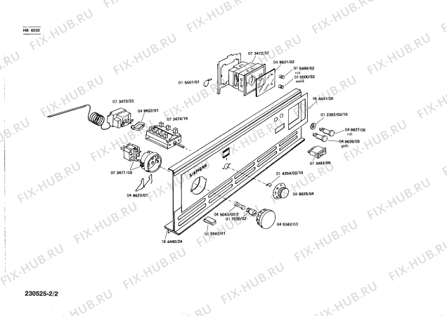 Взрыв-схема плиты (духовки) Siemens HB6030 - Схема узла 02