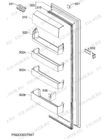Взрыв-схема холодильника Electrolux ERN3011FOW - Схема узла Door 003