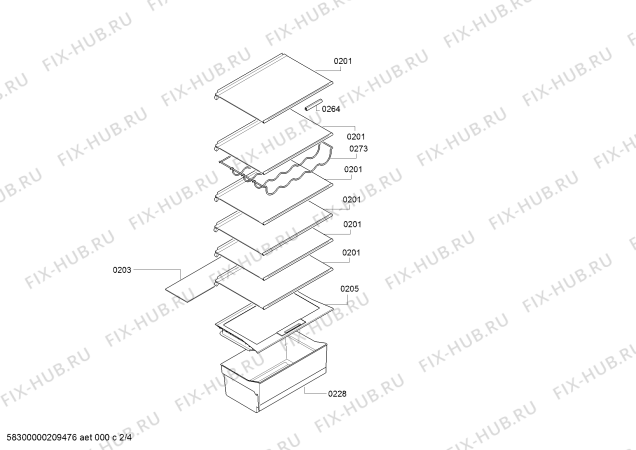 Взрыв-схема холодильника Bosch KSV36VW4P, Bosch - Схема узла 02