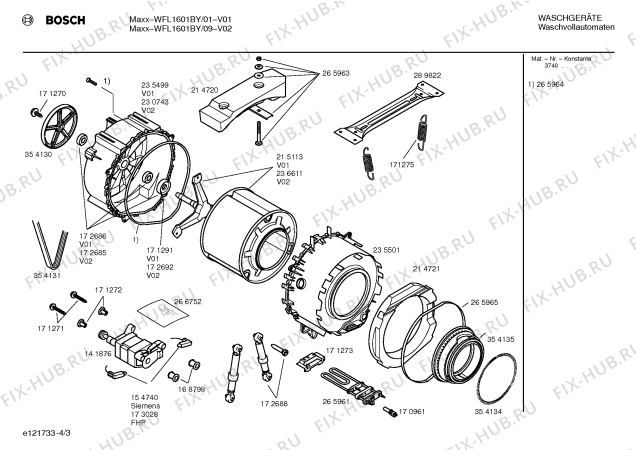 Взрыв-схема стиральной машины Bosch WFL1601BY WFL1601 - Схема узла 03