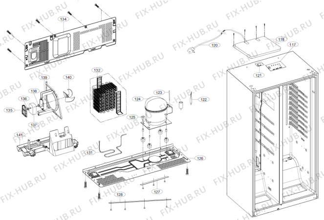 Взрыв-схема холодильника Gorenje NRS89557E (257419, HRF662FF/ASS) - Схема узла 05