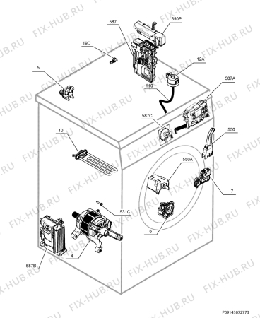 Взрыв-схема стиральной машины Rex Electrolux RWF1276HDW - Схема узла Electrical equipment 268