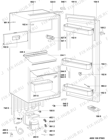 Схема №1 ZS 12 A1 D/HA с изображением Ящик (корзина) для холодильника Whirlpool 481010808676