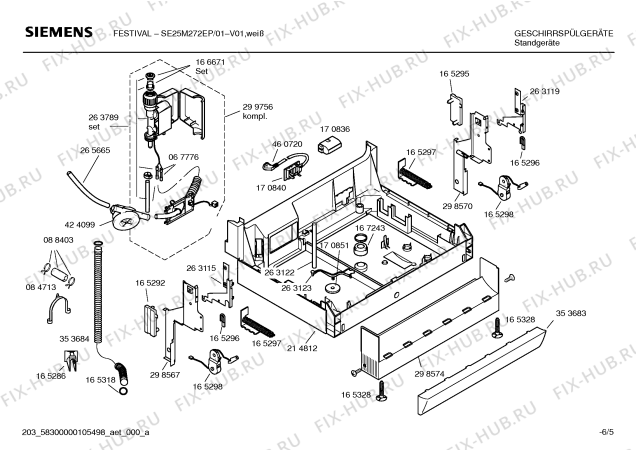 Взрыв-схема посудомоечной машины Siemens SE25M272EP FESTIVAL - Схема узла 05