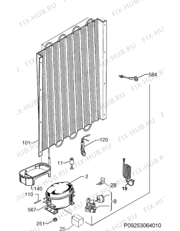 Взрыв-схема холодильника Juno JCT12210S5 - Схема узла Cooling system 017