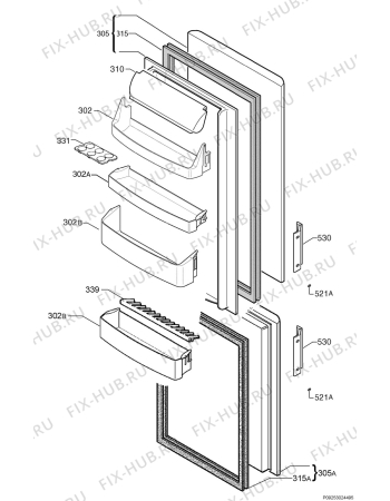 Взрыв-схема холодильника Aeg Electrolux S4532KGEX8 - Схема узла Door 003