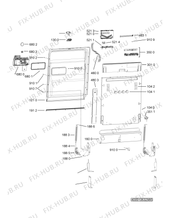 Схема №1 ADG 6240 FD с изображением Блок управления для посудомоечной машины Whirlpool 481010607238