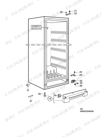 Взрыв-схема холодильника Electrolux EUF31500W - Схема узла C10 Cabinet