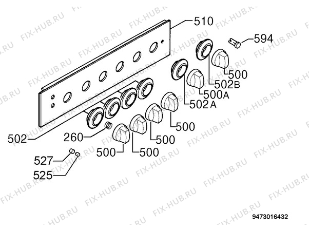 Взрыв-схема плиты (духовки) Rex RB650GSA - Схема узла Command panel 037