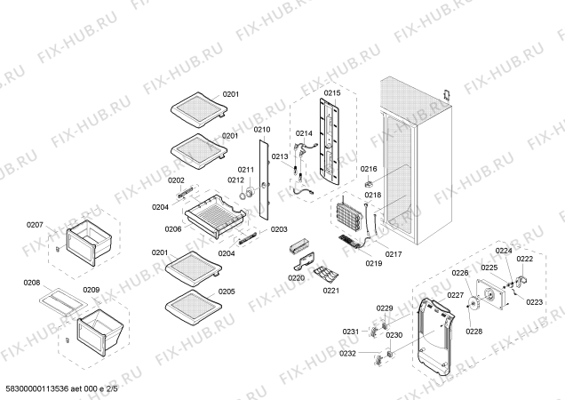 Схема №2 RS21WANS1/XEG с изображением Поднос для холодильной камеры Bosch 00447666