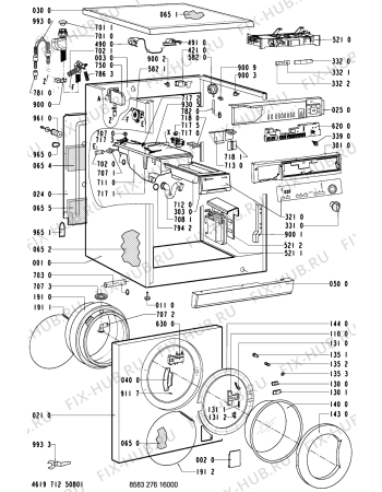 Схема №1 WA 8988 W-CH с изображением Обшивка для стиралки Whirlpool 481245210037