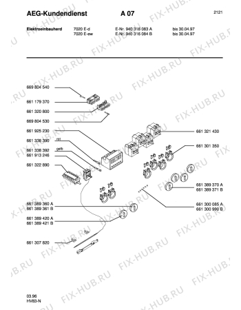 Взрыв-схема плиты (духовки) Aeg 7020E-D - Схема узла Section6