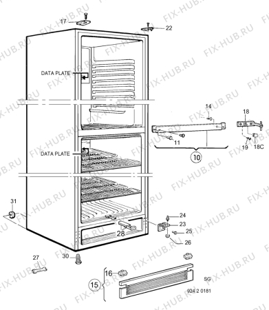 Взрыв-схема холодильника Electrolux AR3596B - Схема узла C10 Cabinet