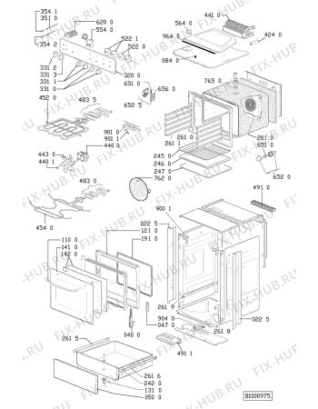 Схема №1 CK 2482 BR с изображением Клавиша для плиты (духовки) Whirlpool 481990800095