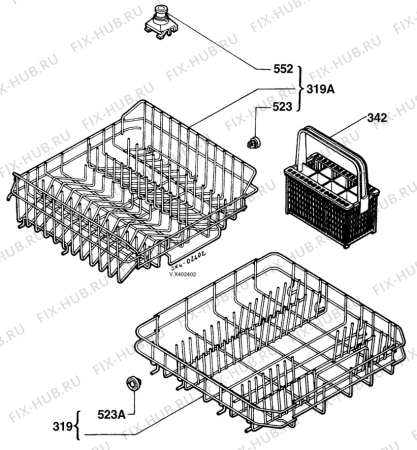 Взрыв-схема посудомоечной машины Unknown ZW125 - Схема узла W10 Baskets D
