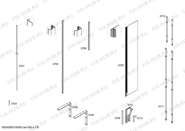 Схема №4 T36BT71FS с изображением Внешняя дверь для холодильника Bosch 00248445