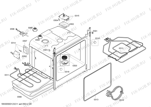 Взрыв-схема плиты (духовки) Bosch HEN760651 - Схема узла 03