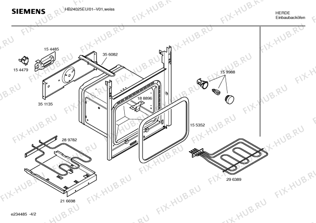 Схема №2 HB33055EU с изображением Петля двери для плиты (духовки) Siemens 00418088