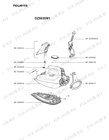Схема №1 DZ5030G1 с изображением Рукоятка для утюга (парогенератора) Rowenta RS-DZ0016