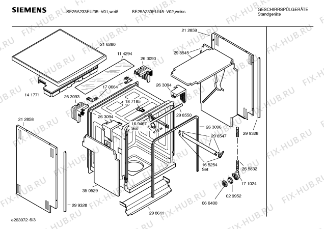 Взрыв-схема посудомоечной машины Siemens SE25A233EU - Схема узла 03