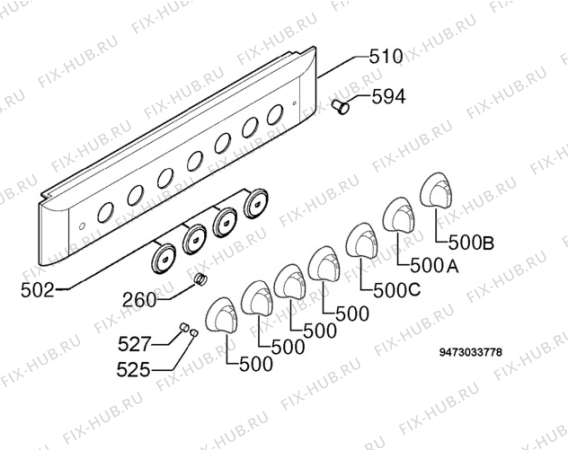 Взрыв-схема плиты (духовки) Electrolux EKK601100W - Схема узла Command panel 037