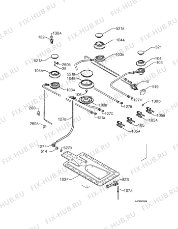 Взрыв-схема плиты (духовки) Faure CGL6941W - Схема узла Functional parts 267