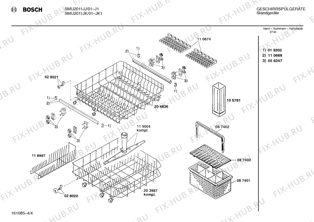 Взрыв-схема посудомоечной машины Bosch SMU2011JJ - Схема узла 04