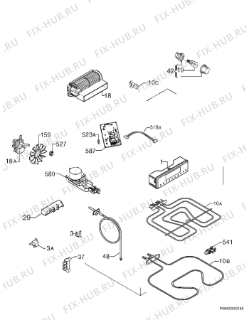 Взрыв-схема плиты (духовки) Electrolux EKM607703W - Схема узла Functional parts