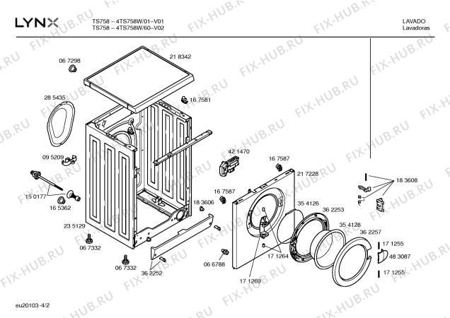 Схема №1 4TS758W TS758 с изображением Панель управления для стиральной машины Bosch 00366445