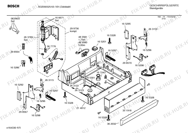 Схема №6 SGS56A25 с изображением Инструкция по эксплуатации для электропосудомоечной машины Bosch 00588745