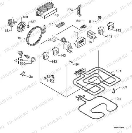 Взрыв-схема плиты (духовки) Privileg 580265_60098 - Схема узла Electrical equipment 268