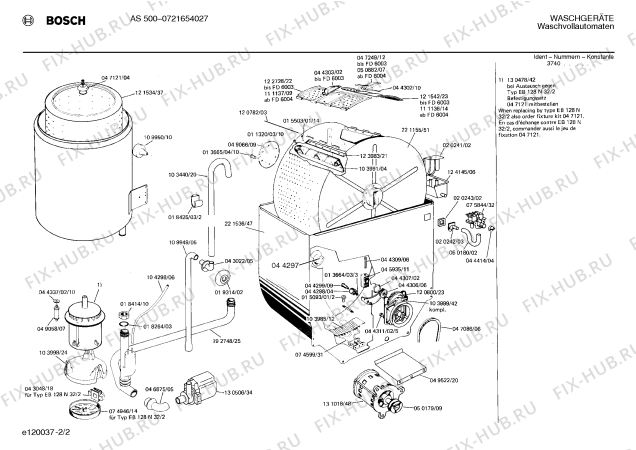 Схема №2 0721654027 AS500 с изображением Нагревательный элемент для стиральной машины Bosch 00074599