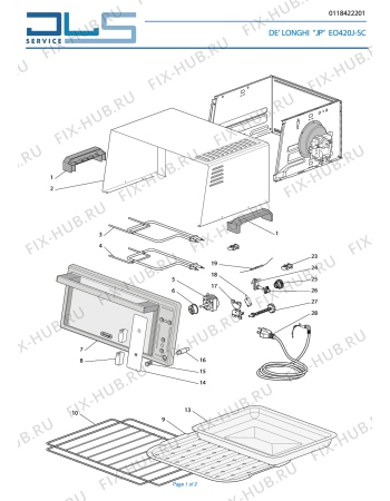 Схема №1 EO420J-SC с изображением Корпусная деталь для плиты (духовки) DELONGHI 7011811501