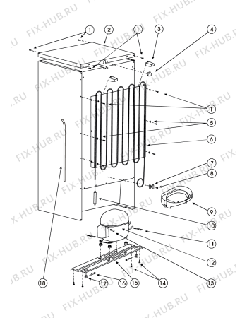 Взрыв-схема холодильника Indesit BH180 (F039207) - Схема узла