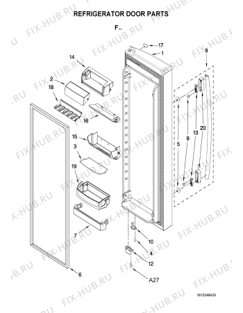Схема №2 GS6NHAXVQ с изображением Фиксатор для холодильника Whirlpool 482000007155