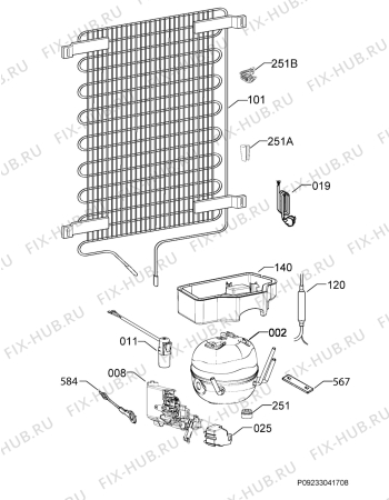 Взрыв-схема холодильника Novamatic EKI2712RE - Схема узла Cooling system 017