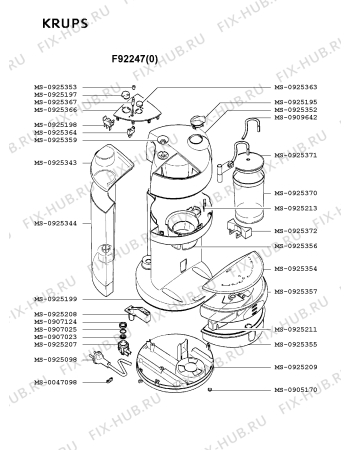 Взрыв-схема кофеварки (кофемашины) Krups F92247(0) - Схема узла UP001882.2P3